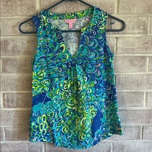 Lilly Pulitzer Blue and Green Patterned top